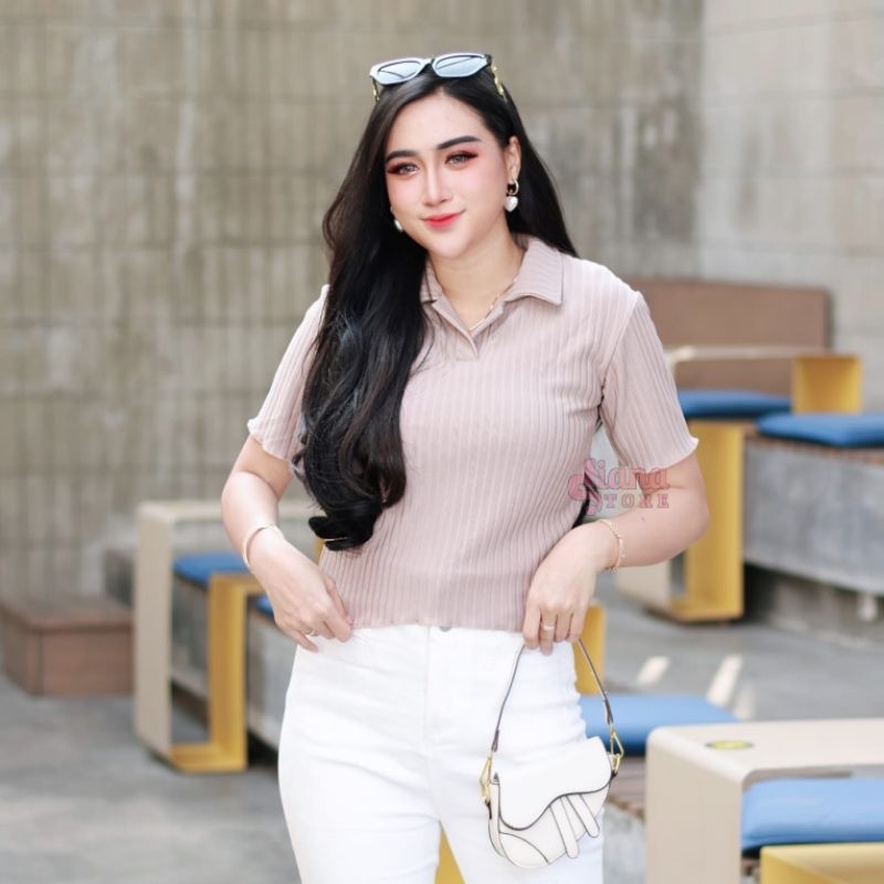 POLO TOP KOREAN / KAOS POLO WANITA SLIM FIT