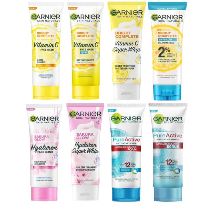 Garnier Facial Foam I Light Complete I Sakura White I Vitamin C I  Speed Foam I Speed Scrub I Pure Active I Matcha Foam I Active Scrub I Acno Cleansing Gel