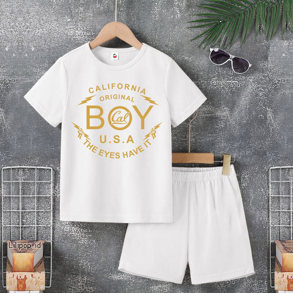 Baju Anak Stelan Usia 4-10 Tahun BOY Kaos 3/4 Cowok Cewek  Celana Pendek Harian