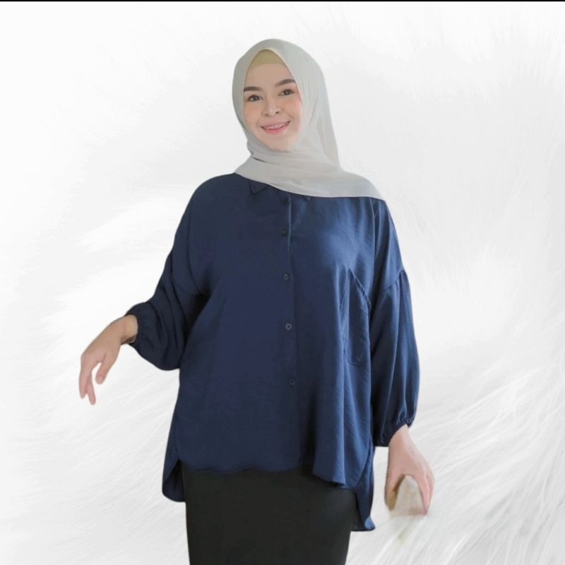 Kemeja Diva Blouse Jumbo Blouse Wanita Atasan Wanita Atasan Oversize Cringkle Rayon Atasan Hijab Blouse Muslimah Pakaian Wanita Fashion Trend Busui&amp;Friendly Cod