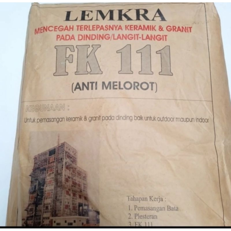 Lemkra FK 111 Semen Perekat Keramik Dinding Langit Langit Anti Melorot FK 111 30 kg