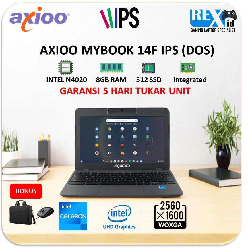 AXIOO MYBOOK 14F (N4020 8gb 512ssd W10Pro 13.3inch Wqxga IPS 2.5K)