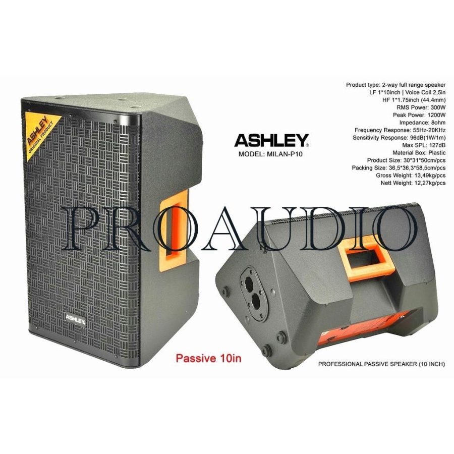 SPEAKER PASIF ASHLEY MILAN P10 P 10 P-10 10 INCH 1200 WATT ORIGINAL