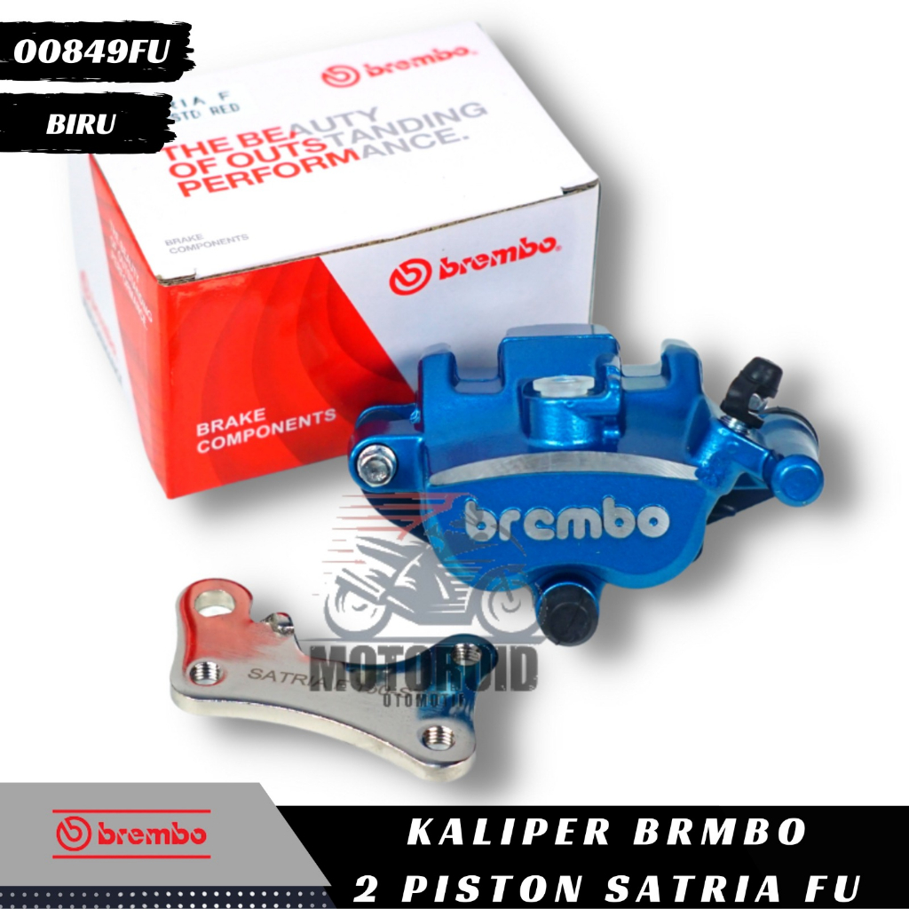 Kaliper Satria FU Chrome Samurai Kanan Piston Breket Cnc Ninja 2P Caliper BRB Silver