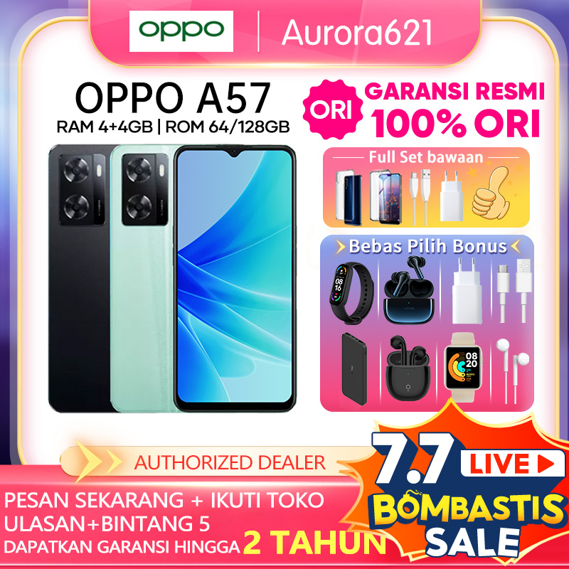 OPPO A57 RAM 4GB+4GB Extended ROM 64 GB GARANSI RESMI OPPO INDONESIA OPPO Reno 6