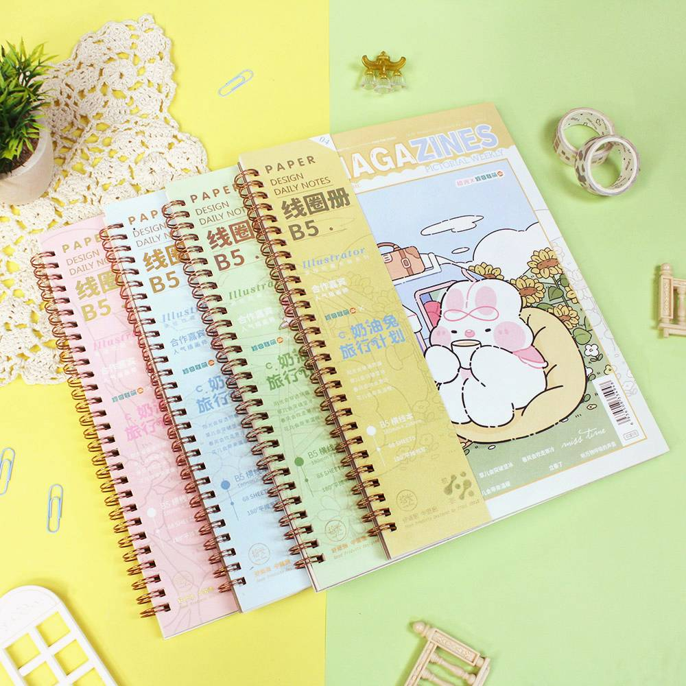 

B5 CREAM RABBIT ON VACATION SPIRAL RULED NOTEBOOK | BUKU TULIS BERGARIS B5