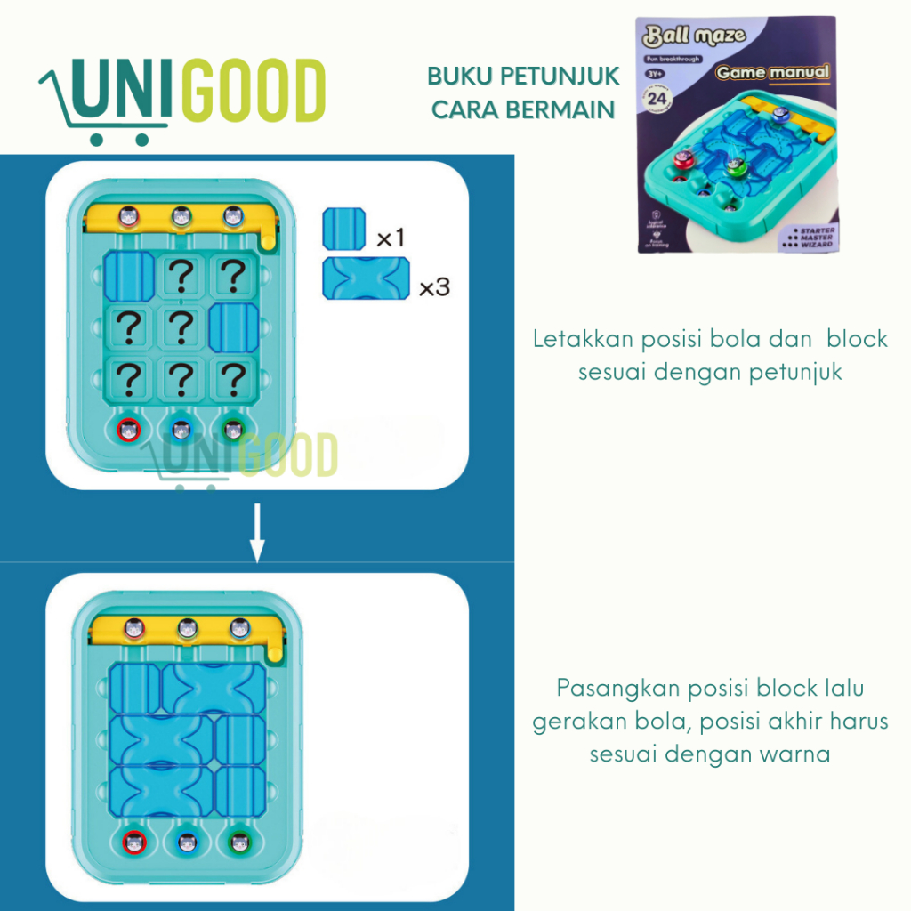 UNIGOOD - Mainan Edukasi Anak Bola Puzzle Ball Maze