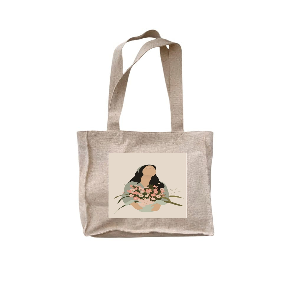 Rizkibag Totebag Kanvas Daisy Tas Wanita Tote Bag Kantong Laptop Kuliah Sekolah Kerja Aesthetic Part 26