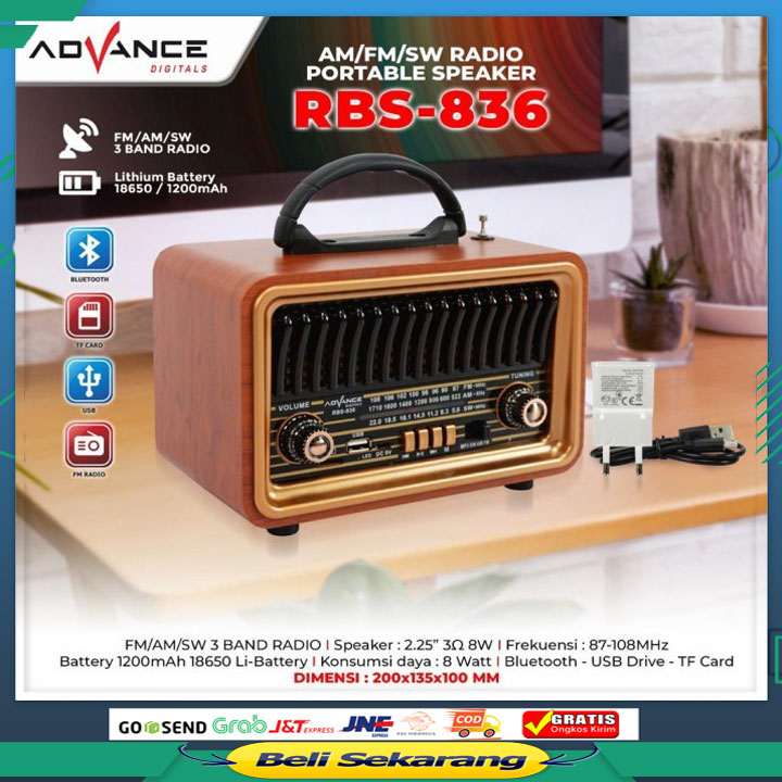 Advance RBS-836 Speaker Radio Bluetooth Clasic super murah bergaransi
