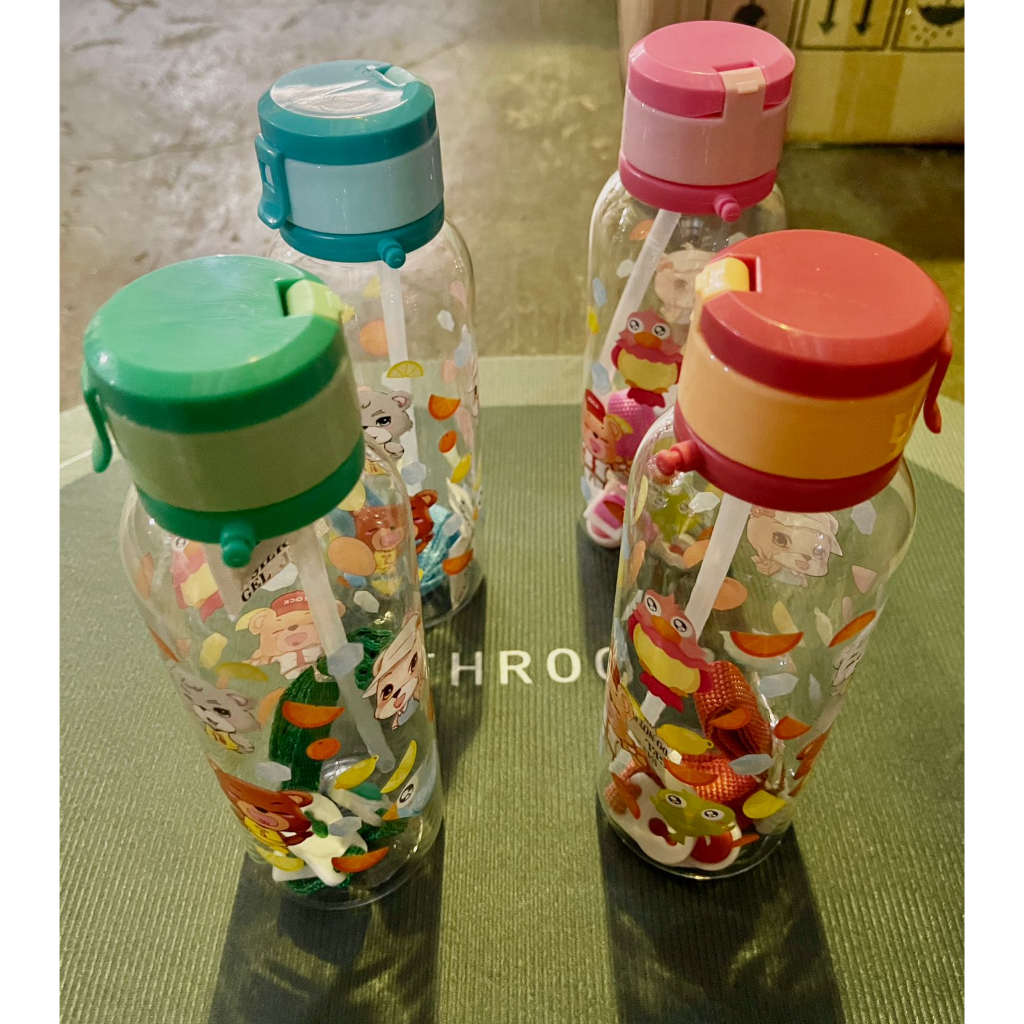 2175 Botol Minum Air Karakter Beruang Animal - Botol Minum Anak Dengan Sedotan 480ML - Botol Anak Sekolah Anti Tumpah