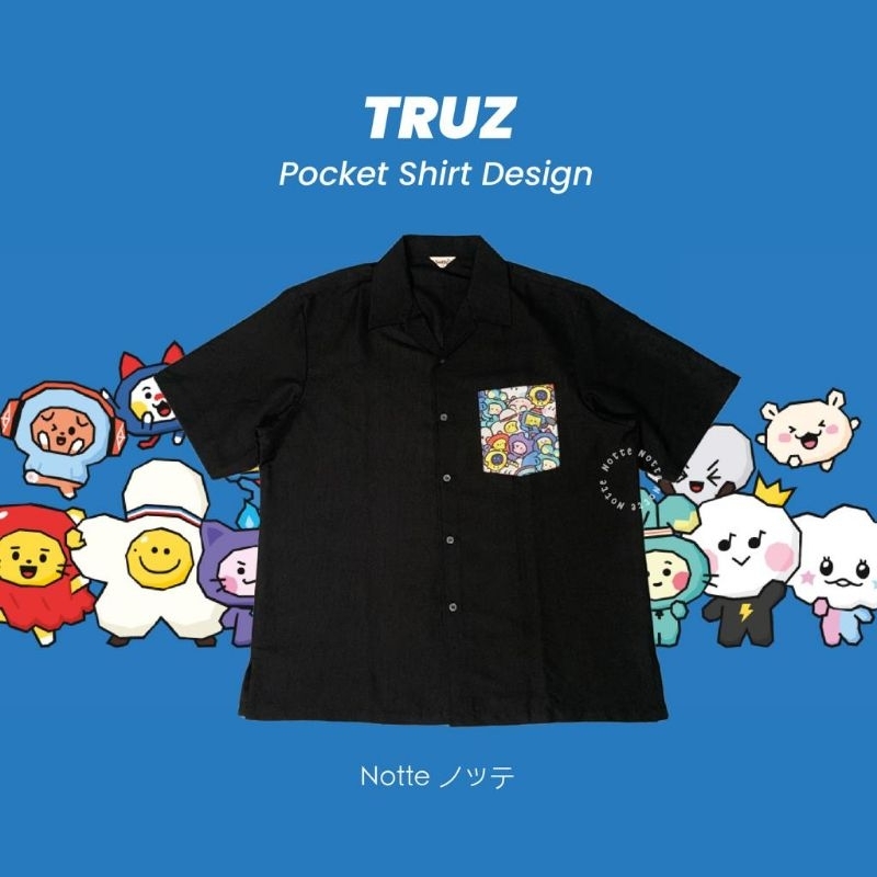 NOTTE - Kemeja Lengan Pendek Agust D Suga Cartoon Pocket Design