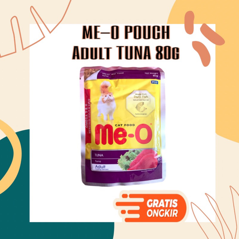 Meo TUNA ADULT POUCH Makanan kucing Basah Cat Food Pouch Wetfood Me-O Sachet 80 Gram