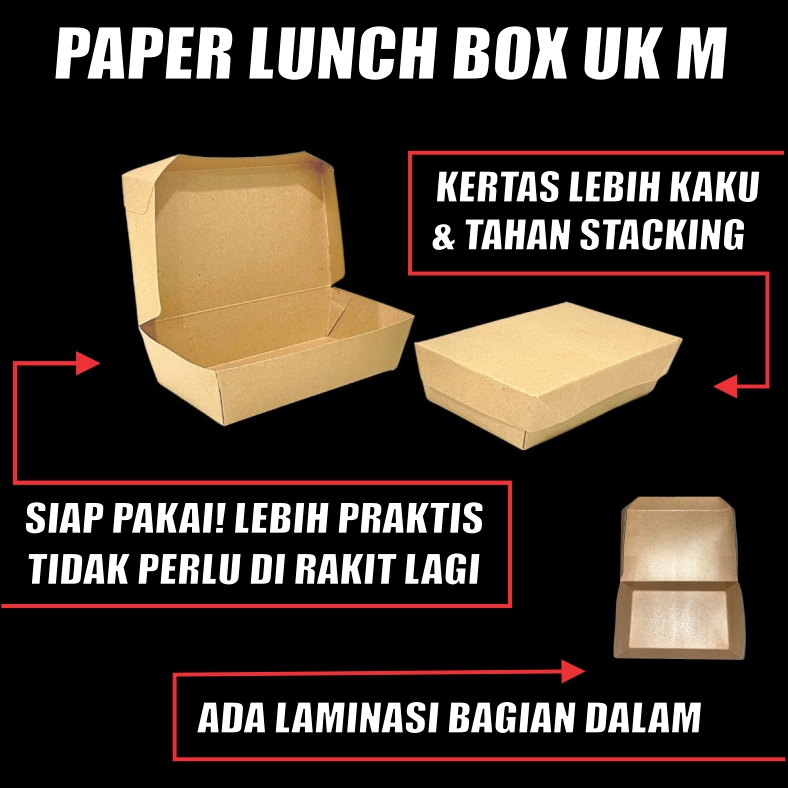 Paper Lunch Box Coklat Food Tray Uk M Kertas Take Away Kraft Per Dus Semua Jasa Kirim