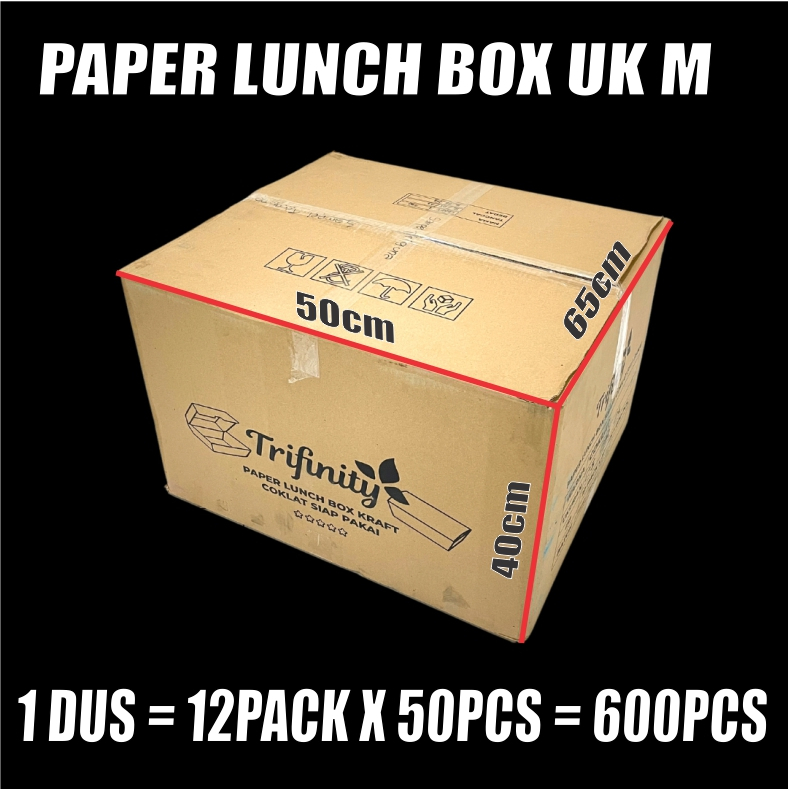 Paper Lunch Box Putih Uk M / L Kraft Coklat Food Tray Laminasi Kotak Makan Per Pack 50pcs Var