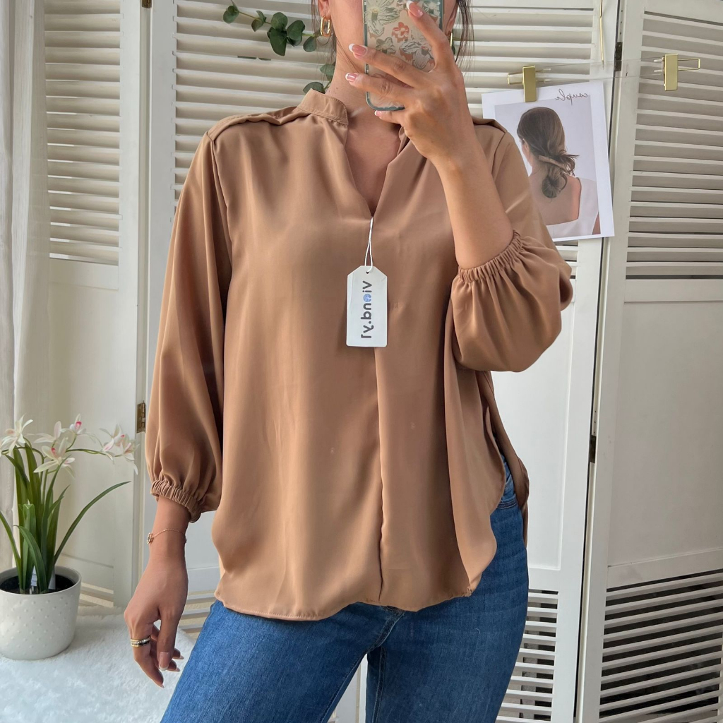 Kemeja Wanita Polos / Atasan Cewek Blouse Korea Oversize 123