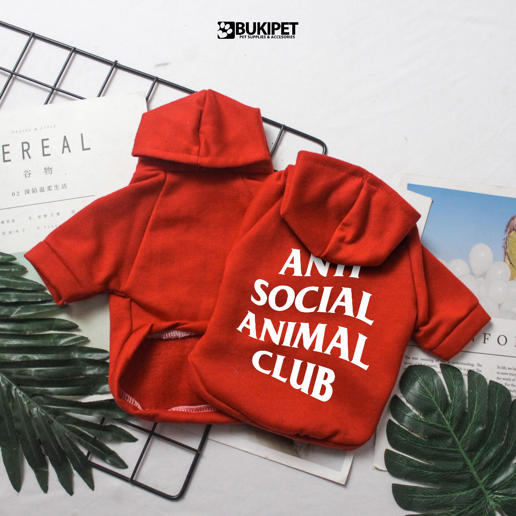 baju kucing anjing kelinci monyet lucu murah aksesoris hewan kecil - HOODIE ANTI SOCIAL ANIMAL CLUB