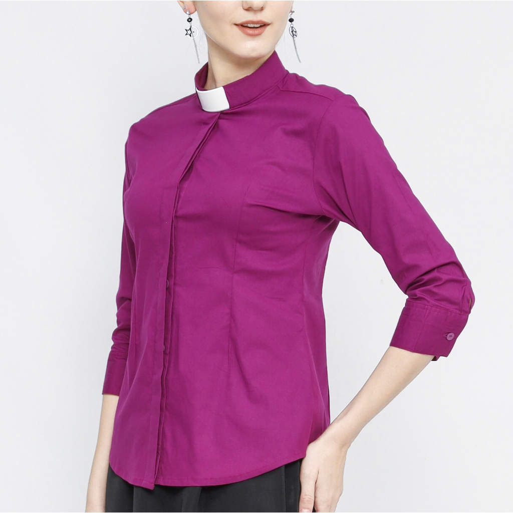 Pendeta - New Kemeja Collar Ungu  Polos - Japanese Cotton - Jos Miracle Bandung - Miracle - JMB