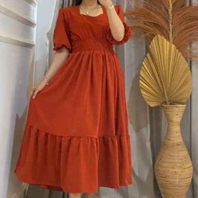 YONNA LONG DRESS REMPEL DRESS ATASAN WANITA CRINCLE AIRFLOW PREMIUM (MGA)