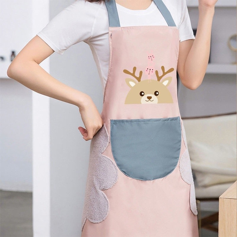 C16 Celemek Masak Apron Dapur Anti Air Minyak bisa Lap Tangan PREMIUM / KELINCI / RUSA / BEAR