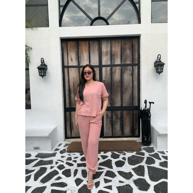 AVE - Clery set knit polos vneck celana jogger