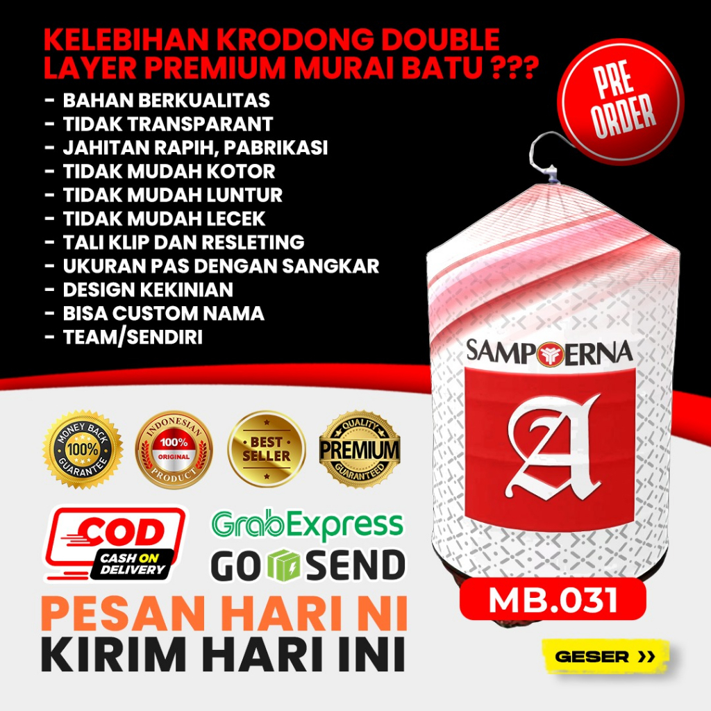 Kerodong Murai Batu Double Layer Sampoerna Pilihan Umi Kasum | Krodong Murai Motif MB 031