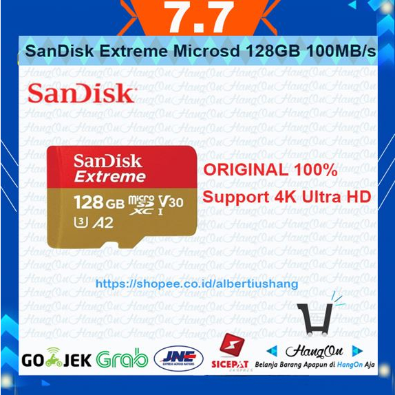 SanDisk Extreme Microsd 128GB 100MB/s UHS-1 Support 4K UHD