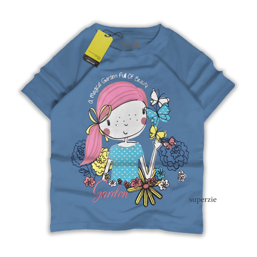 Kaos Anak Distro Cewe Grosir ecer kaos anak perempuan Bandung Motif GIRL GARDEN DENIM Abadigrosir