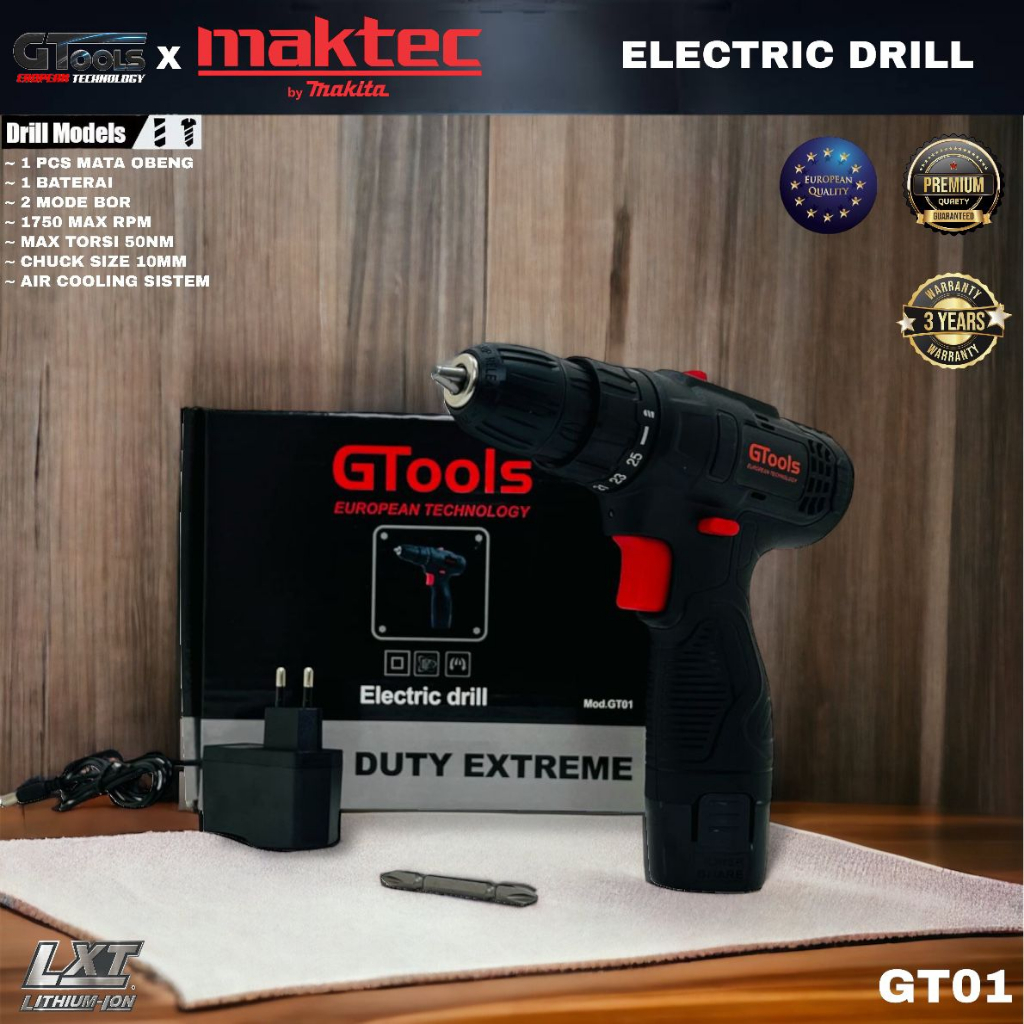 COD Bor baterai MAKTEC bor cordless drill  kayu dan tembok sekrup GT01 Kuat