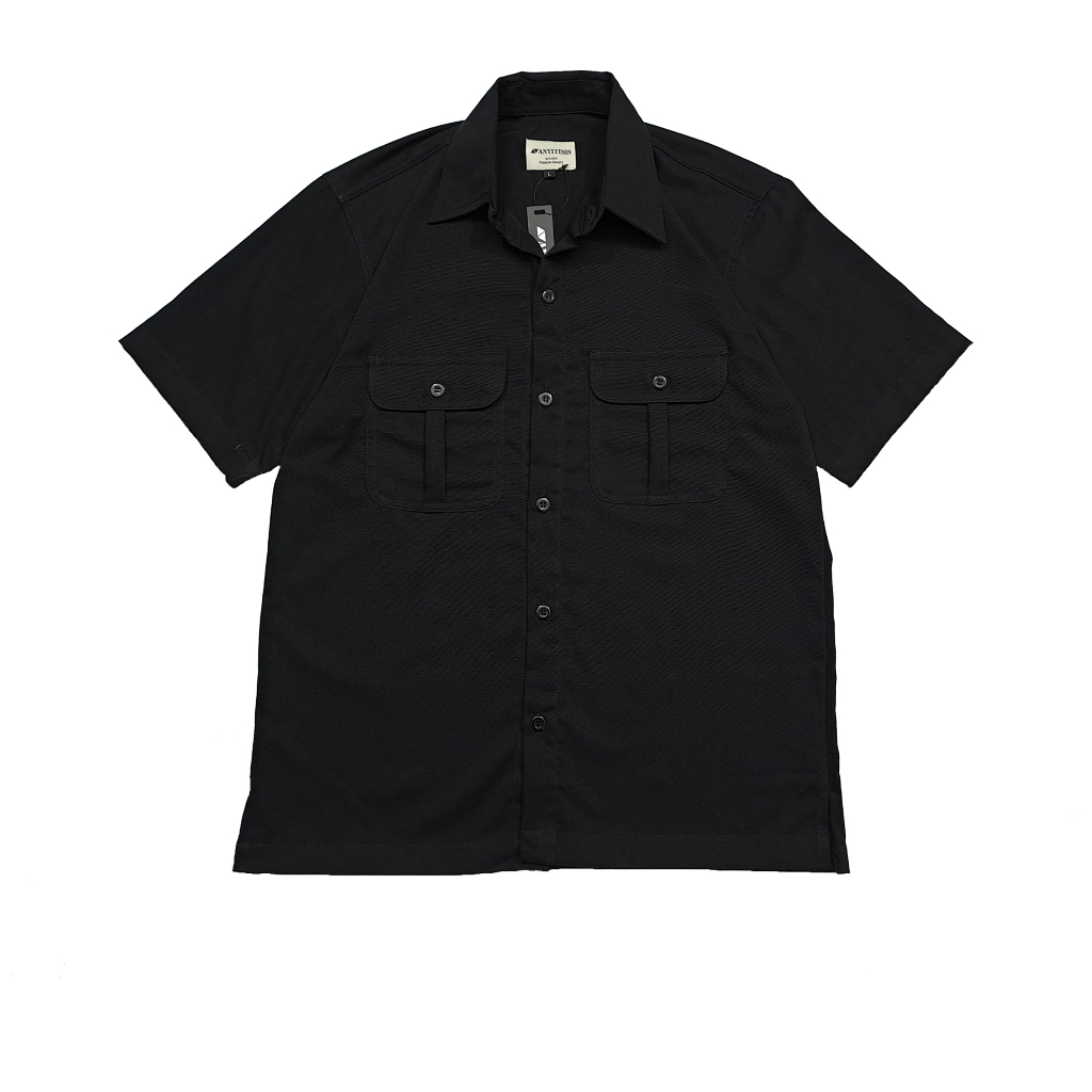 ANTITESIS Workshirt Polos Kemeja Pria Hitam American Drill