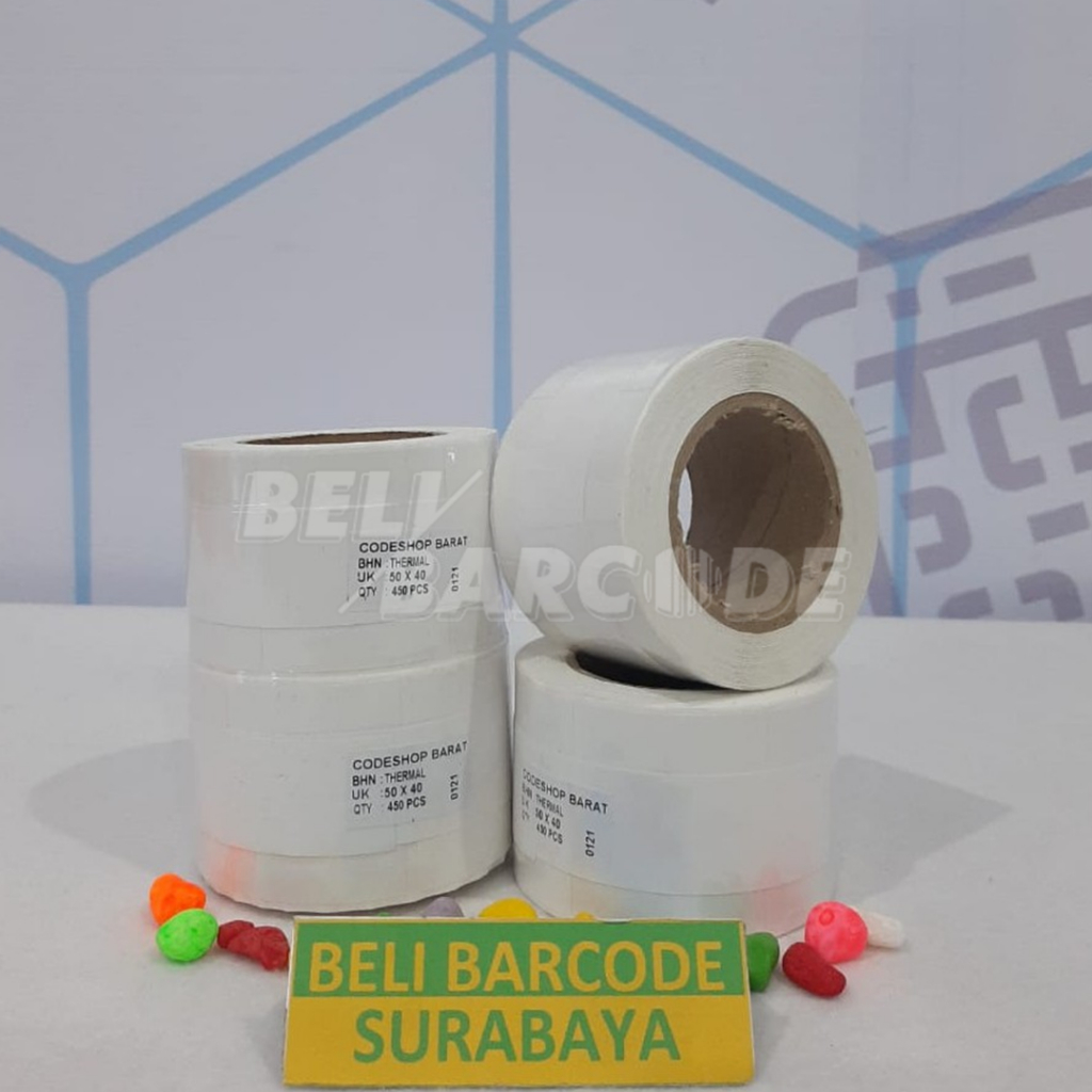 Stiker Label Thermal 50 x 40 mm 1 Line isi 450 Pcs Timbangan 50x40
