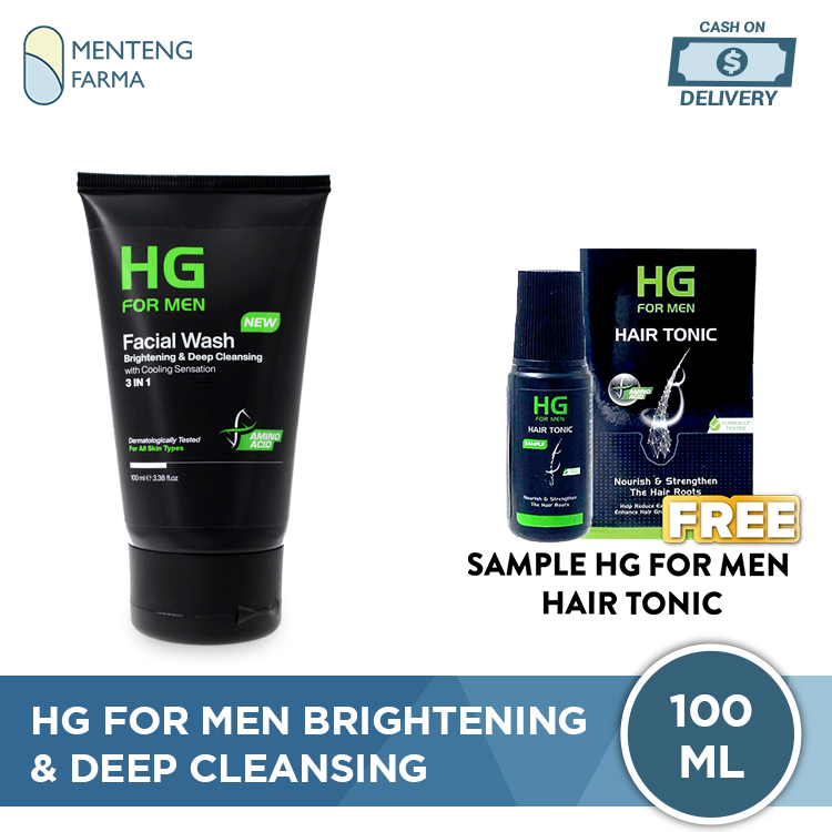 HG For Men Facial Wash Brightening &amp; Deep Cleansing 100 ML - Pembersih dan Pencerah Kulit Wajah Pria