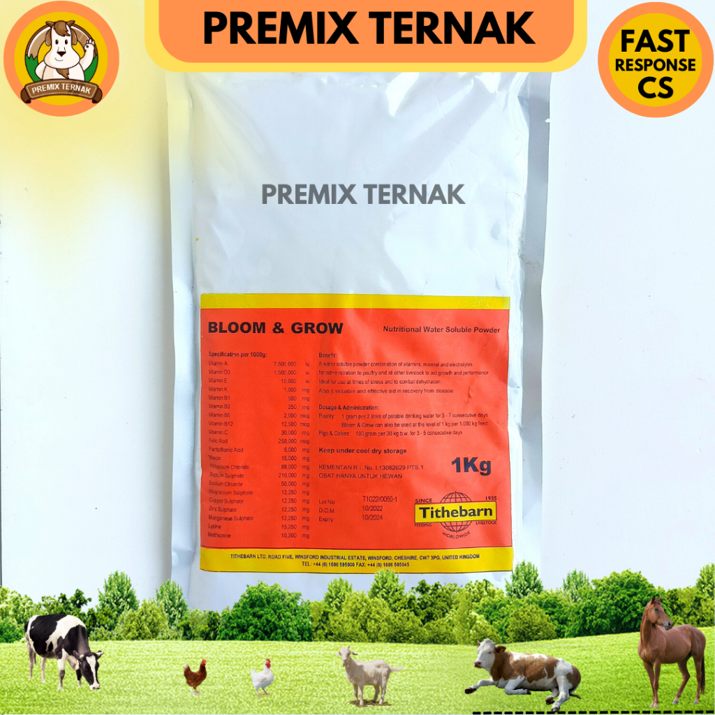 VITAMIN BLOOM AND GROW 1KG - Multivitamin Dosis Tinggi Untuk Ternak Sapi Kambing Domba Ayam Bebek