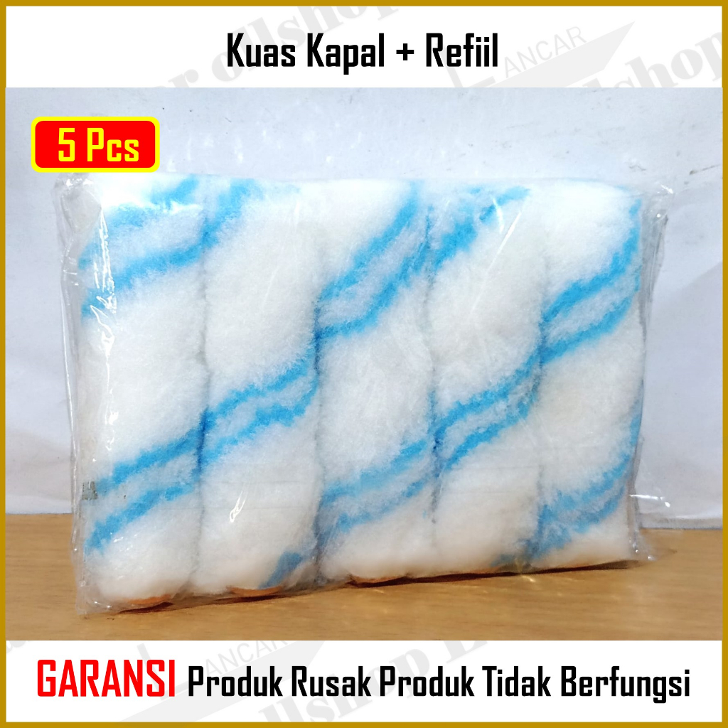 PAKET! Kuas Roll Kapal Kecil 4 inch Kuas Rol Kapal Cat Kecil Gagang Panjang + Refiil Bulu Kuas Roll Tebal