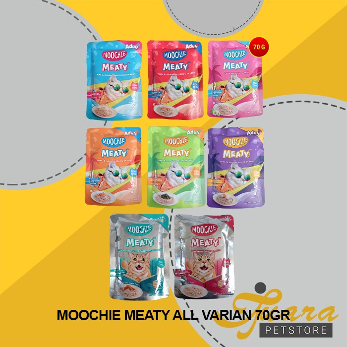Makanan Basah Kucing Moochie Meaty Wet Cat Food Pouch Sachet 70 gram