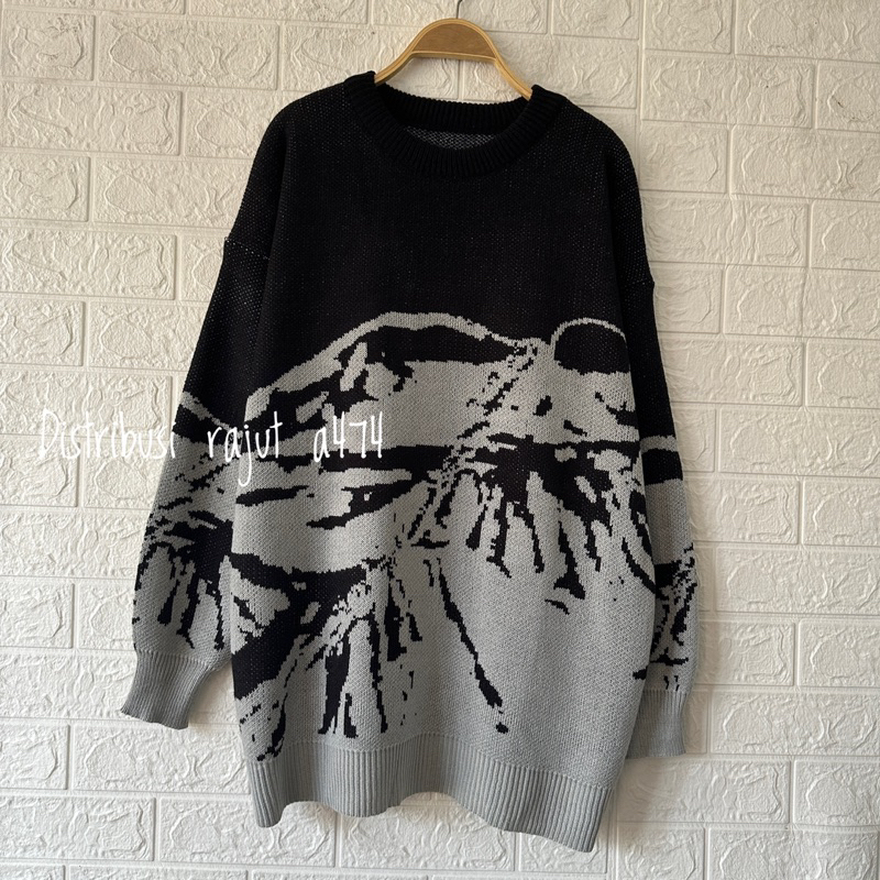 BROMO SWEATER RAJUT OVERSIZE MOTIF GUNUNG ATASAN RAJUT PRIA WANITA LENGAN PANJANG