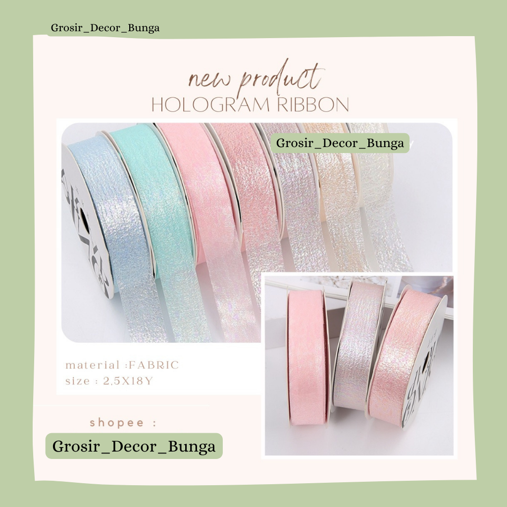 

YH ECER HOLOGRAM RIBBON KOREAN RIBBON MOTIF GARIS UJUNG PITA PREMIUM LEBAR 2.6CM PREMIUM PITA KADO GIFT BOUQUET DEKORASI PITA ORGANDI TRANSPARAN UJUNG MOTIF GARIS PITA KAIN TILE TRANSPARAN PITA KADO HIAS PER METER CRAFT KERAJINAN TANGAN