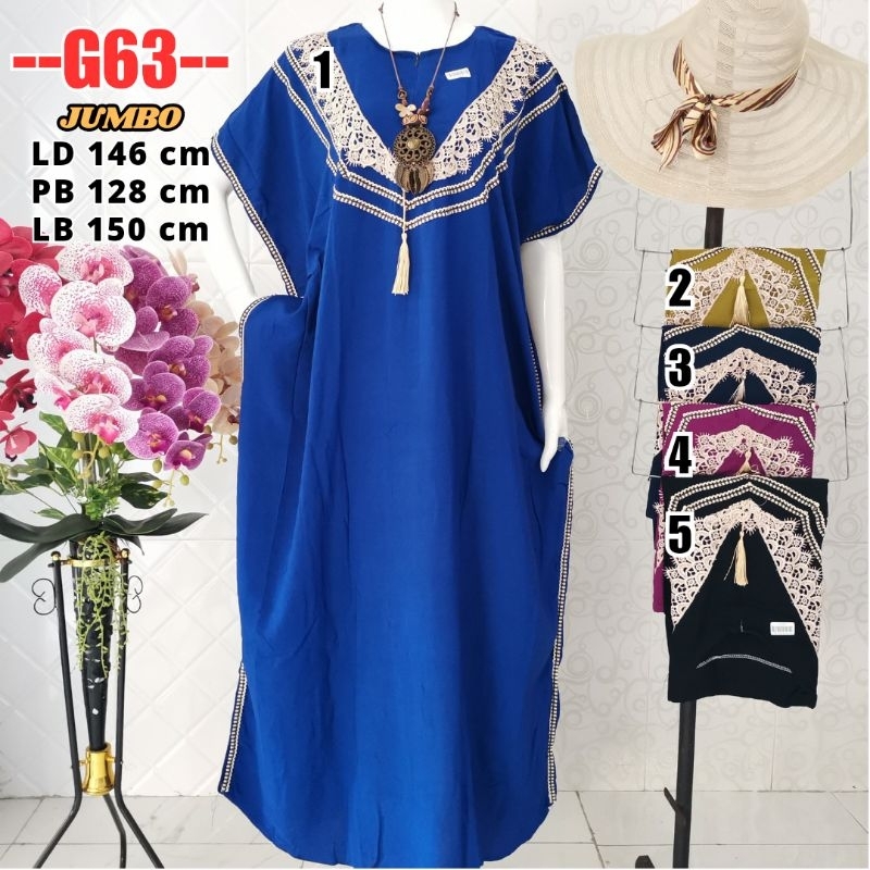 Longdress Kalong Lowo Jumbo Renda Sultan / Longdress Arab Premium / Daster Jumbo LD 140 Kaftan G63