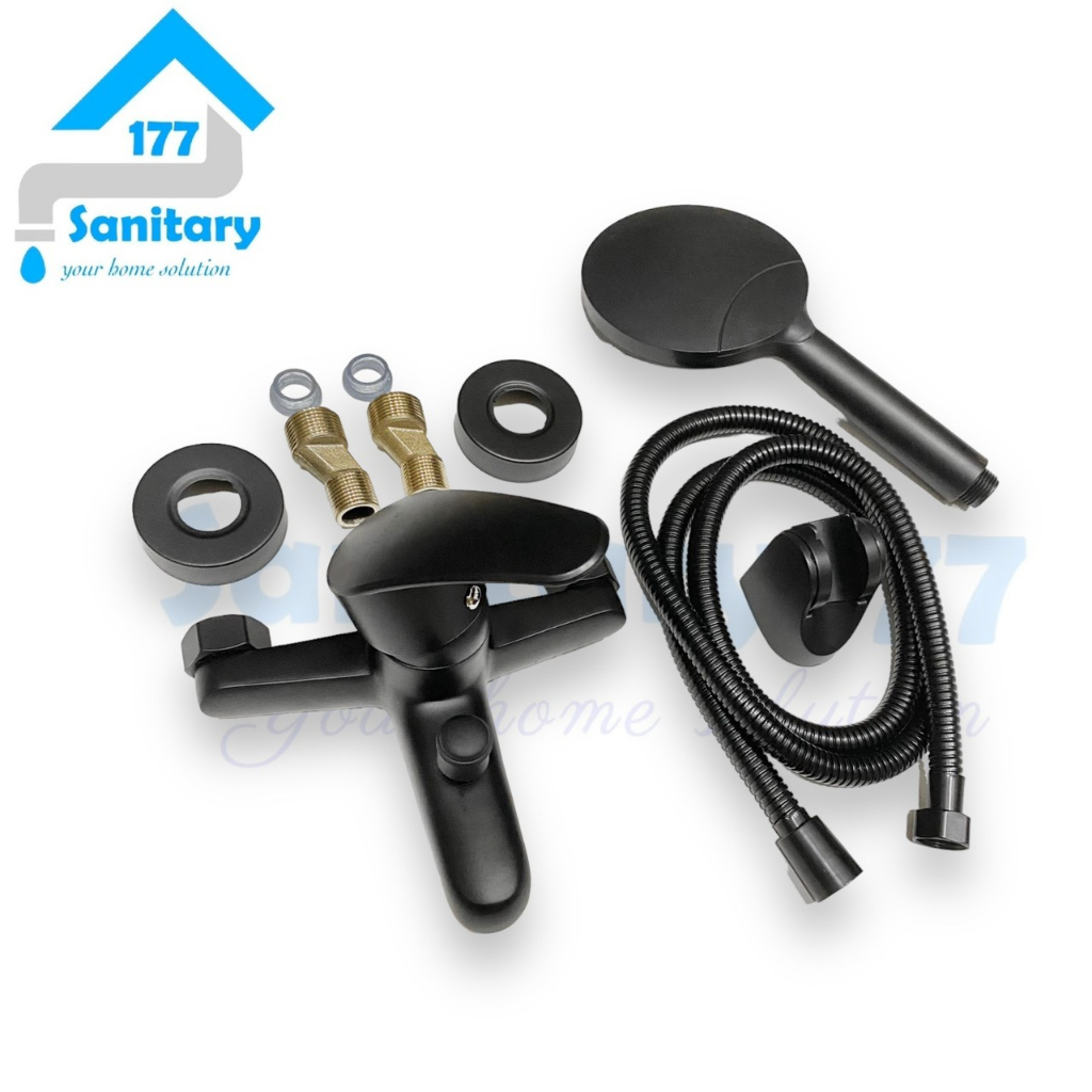 Kran panas dingin bathtub set HITAM 1008H-keran air shower black matte bakip stenlis stainless mixer hot cold