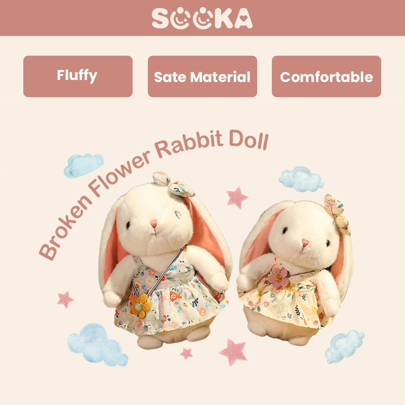 Boneka Kelinci Sooka Dengan Motif Bunga Lucu Menggemaskan, Boneka Kelinci Anak Cocok Untuk Hadiah Ulang Tahun 25 Cm SK-GDG1145