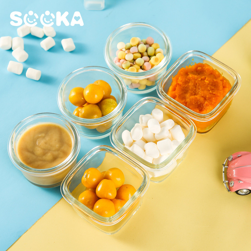 SOOKA Tempat Mpasi Kotak Kontainer Kaca Anti Tumpah Ukuran 130/160ml BPA Free SK-ECA1147