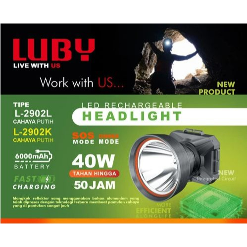 Senter kepala / headlamp 40watt L2902L luby