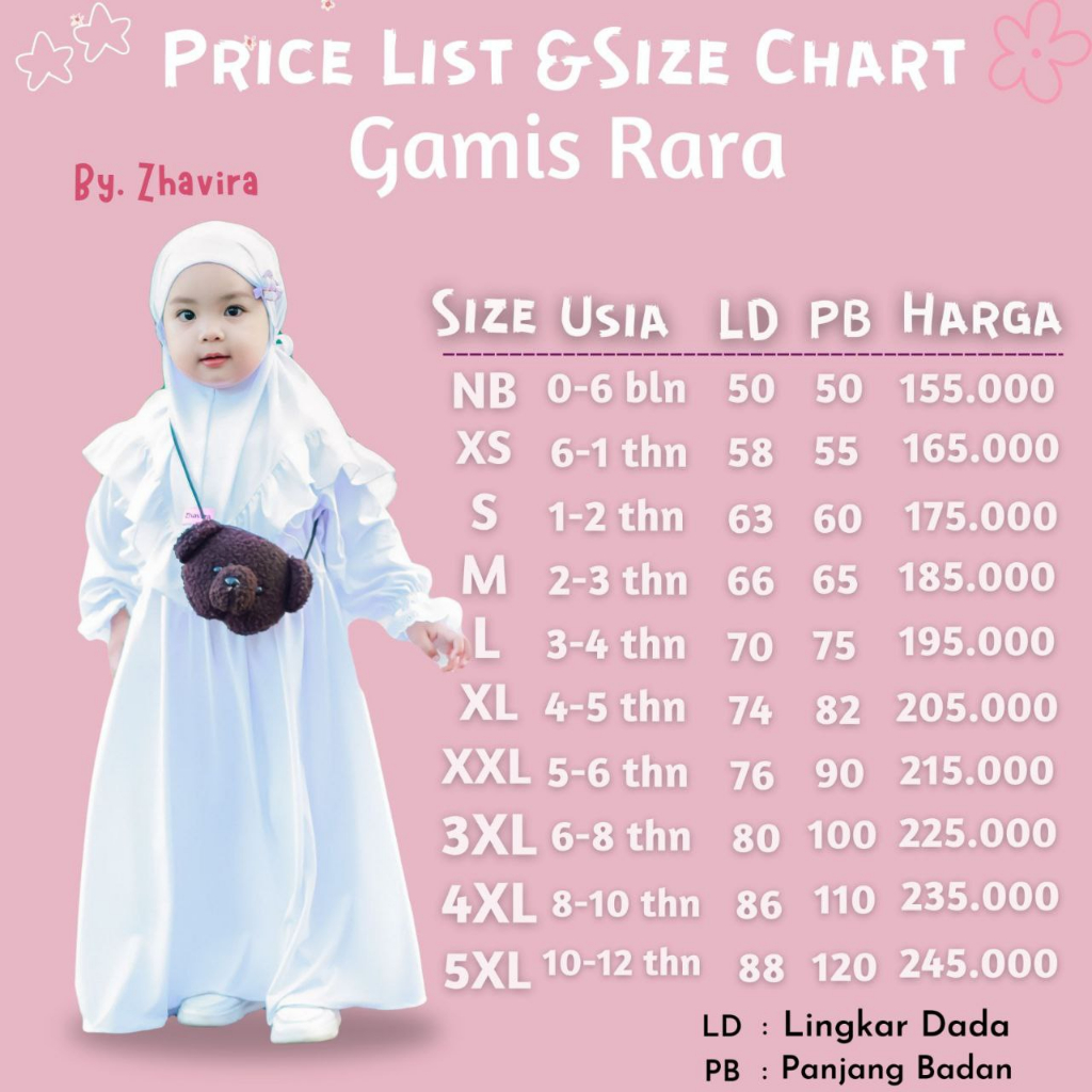AfsheenaStore Gamis Rara White Series/Gamis Anak