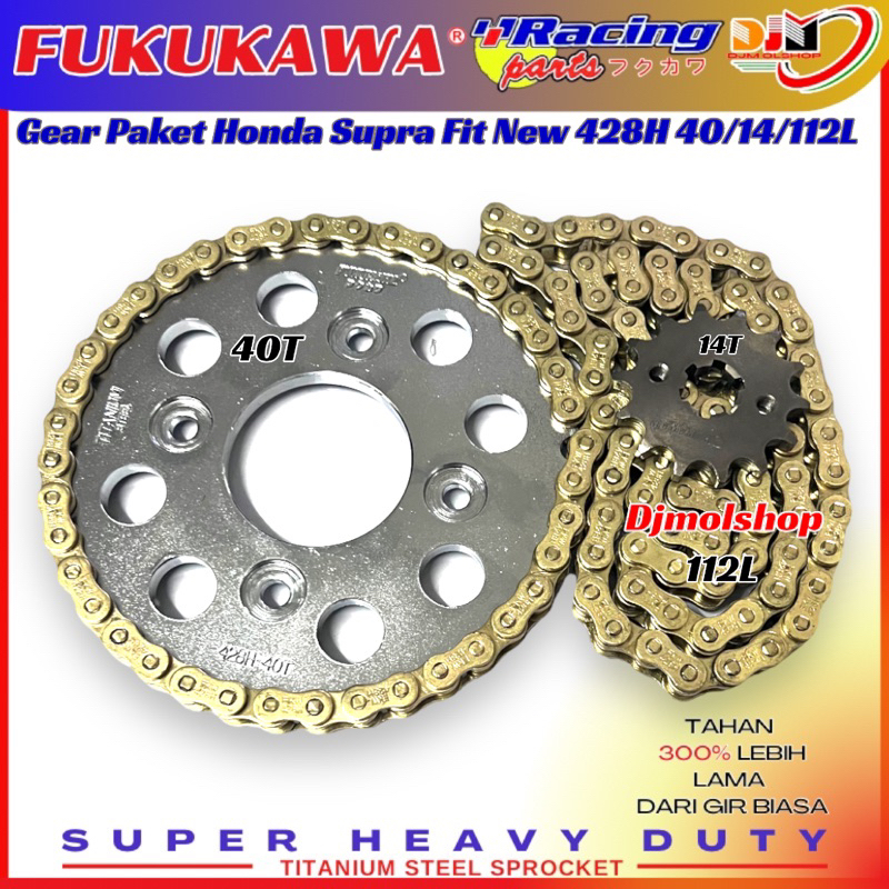 Gir Set Gear Paket Racing Supra Fit New 428H 40T 14T 112L Plus Rantai Gold Fukukawa