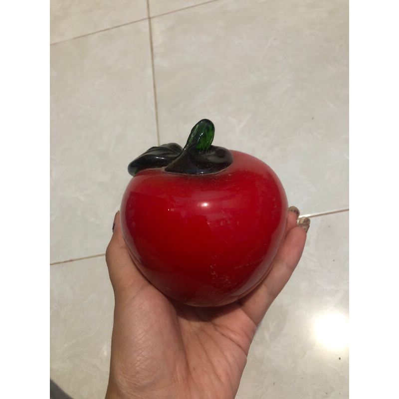

hiasan kaca buah apel kaca asli
