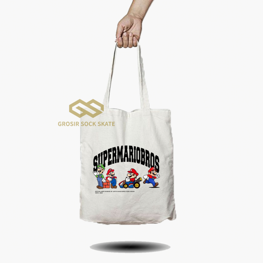 Totebag Kanvas Super Mario Bross/ Tas Tote Music / Musik Band / Cartoon