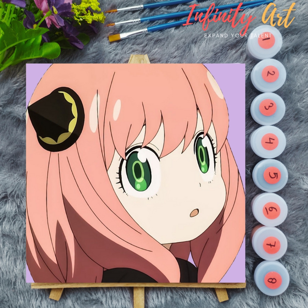 

Paint by Number [ Spy x Family ] Anya Forger Paint By Number Anime 20x20 cm Paint by Number Kit DIY canvas painting Kit mewarnai lukisan with wooden frame numbers kanvas painting kit with frame siap lukis oil painting paint by number customs buku
