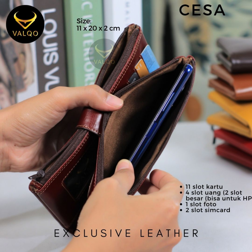 [VALQO] CESA Dompet Kulit Sapi Dompet Wanita Perempuan Dompet HP Dompet kartu