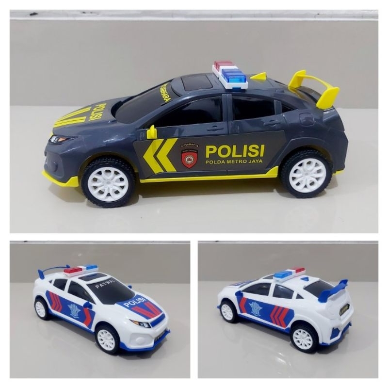 mainan mobil patroli polisi - miniatur mobilan police sedan anak laki cowok