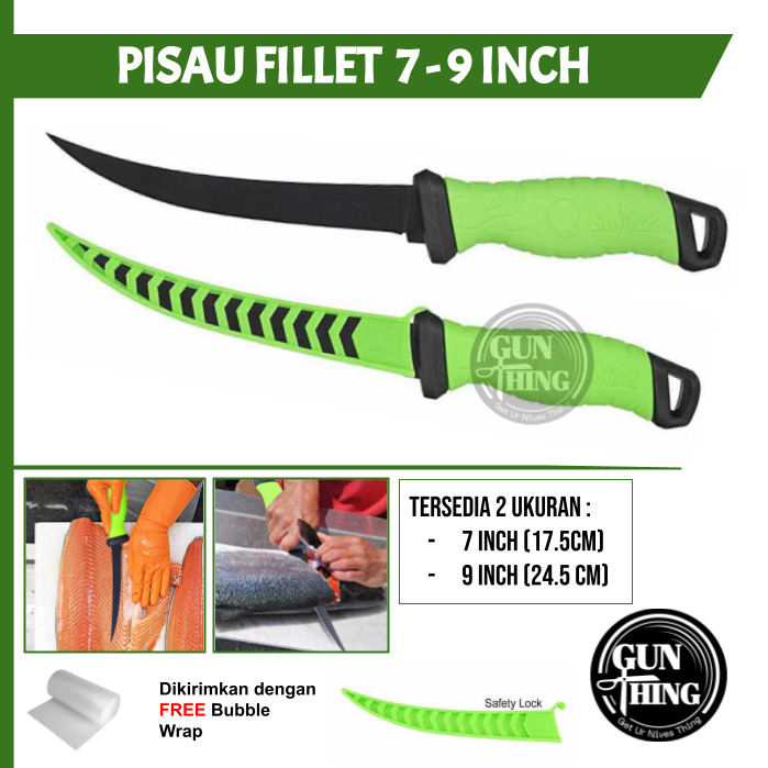 Pisau Fillet Hijau 7 - 9 Inch - Boning / Fillet Knife - GUNTHING