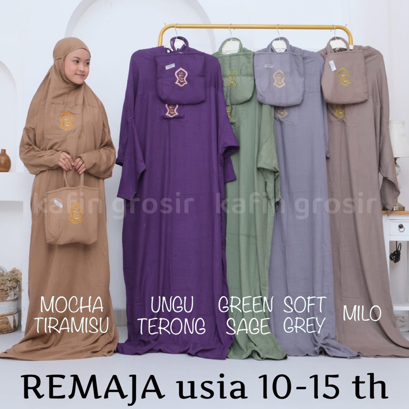 Mukena Anak Remaja Bordir Terompah Mukenah Terusan Bali Polos Hadramaut Rayon 04 Usia 10-14 tahun